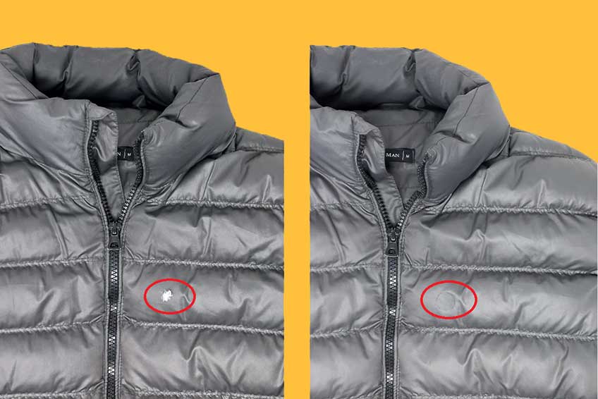 Reparatur von Löchern in Bettdecken und Winterjacken